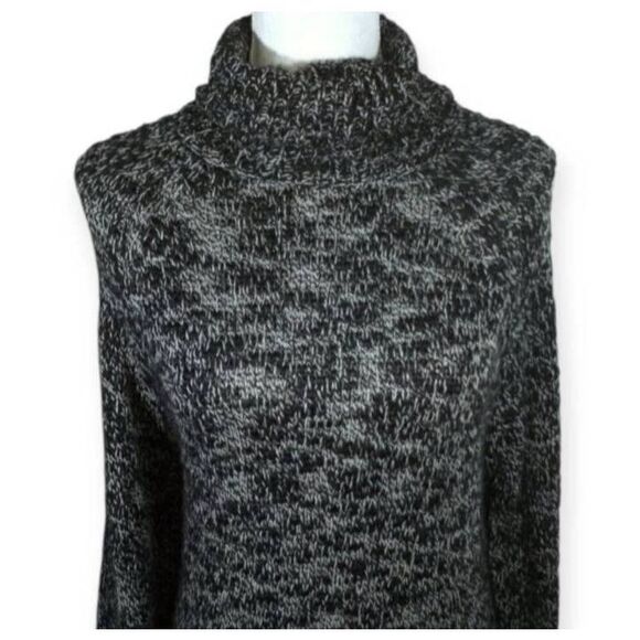 POOF BLACK MARBLED TURTLENECK SWEATER DRESS SZ.L EUC. - Picture 3 of 8